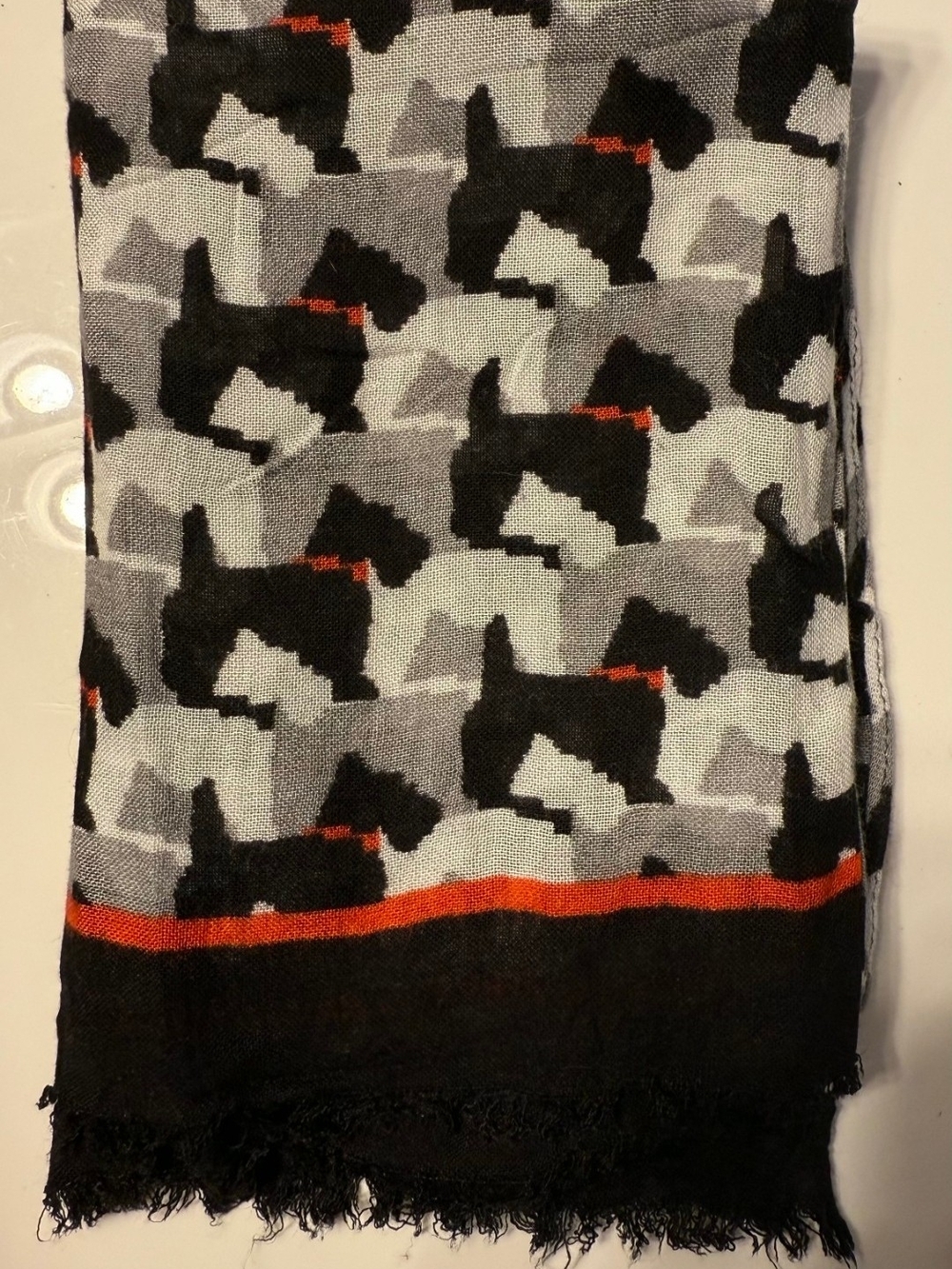 Black & Gray Scottie Dog Pattern Pet Scarf - Unbranded
